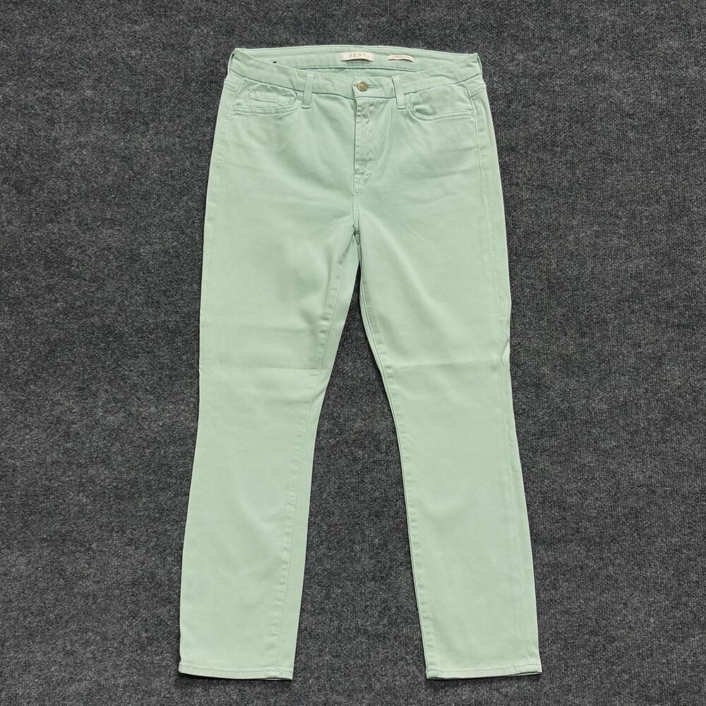 JEN7 Cropped Skinny Jeans Womens 6 Green Light Wash Stretch Denim Pants